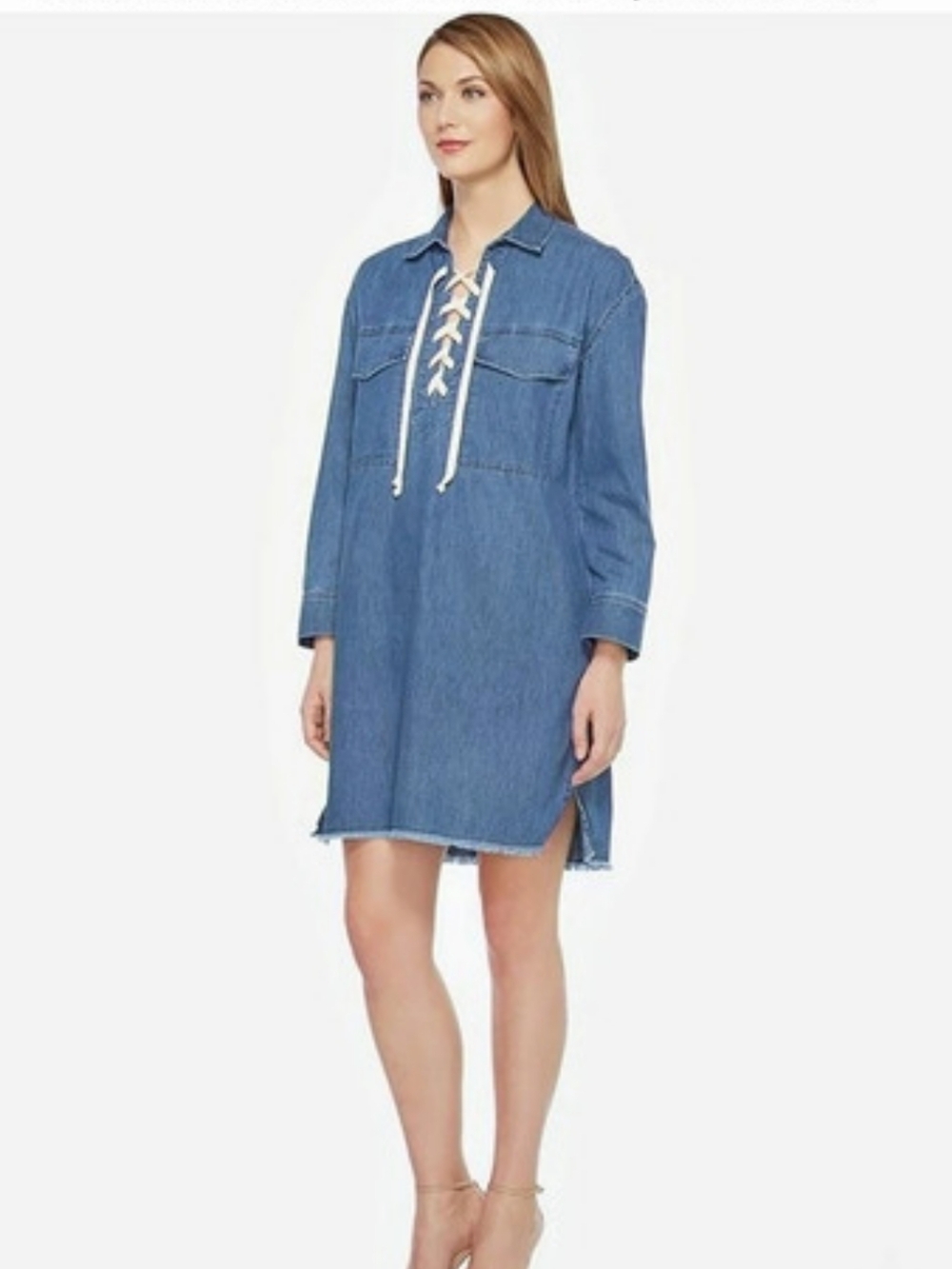 Joe's Jeans Eveline Lace Up Denim Dress Mini Dress Blue